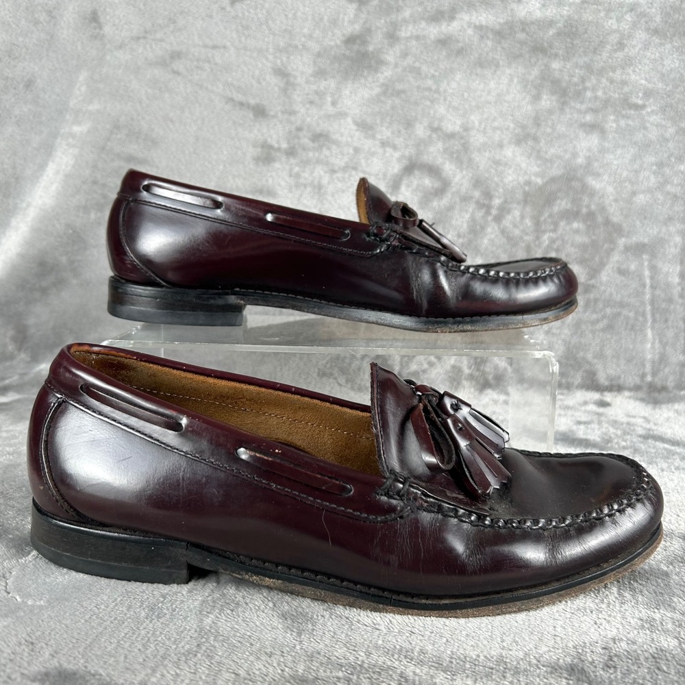 LL Bean Mens Tassel Kiltie Loafers Burgundy Leather Dress Shoes 9.5 D